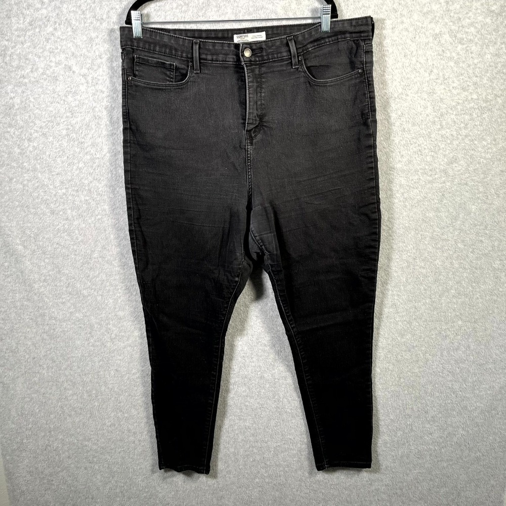 Signature By Levi Strauss & Co. Jeans Womens 18 Black Denim High Rise Skinny Leg